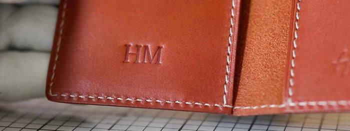 Leather wallets with monograming for premium brand Hentley