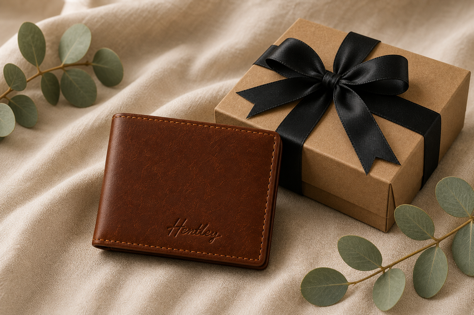 Gift box and handmade leather wallet